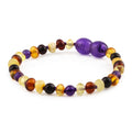 Baltic Amber Child Bracelet with Amethyst. Baroque 4mm - LE515 V2
