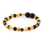 Baltic Amber Teething Bracelet with Deep Blue Imperial Jasper. Baroque 4mm - LE555-S