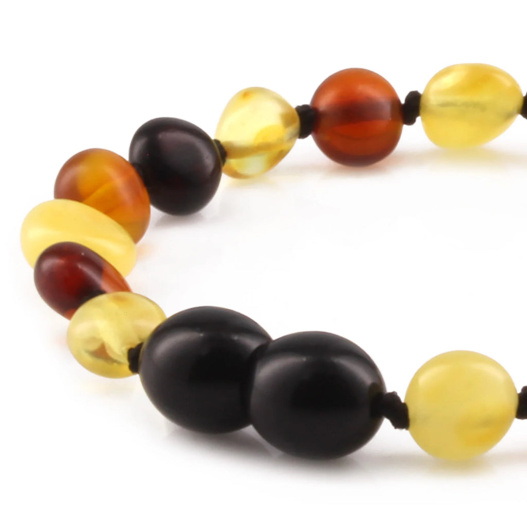 Baltic Amber Teething Bracelet. Side Drill Multicolour 6mm - XS64M2