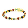 Baltic Amber Child Bracelet with Lake Blue Imperial Jasper. Baroque 4mm - LE516