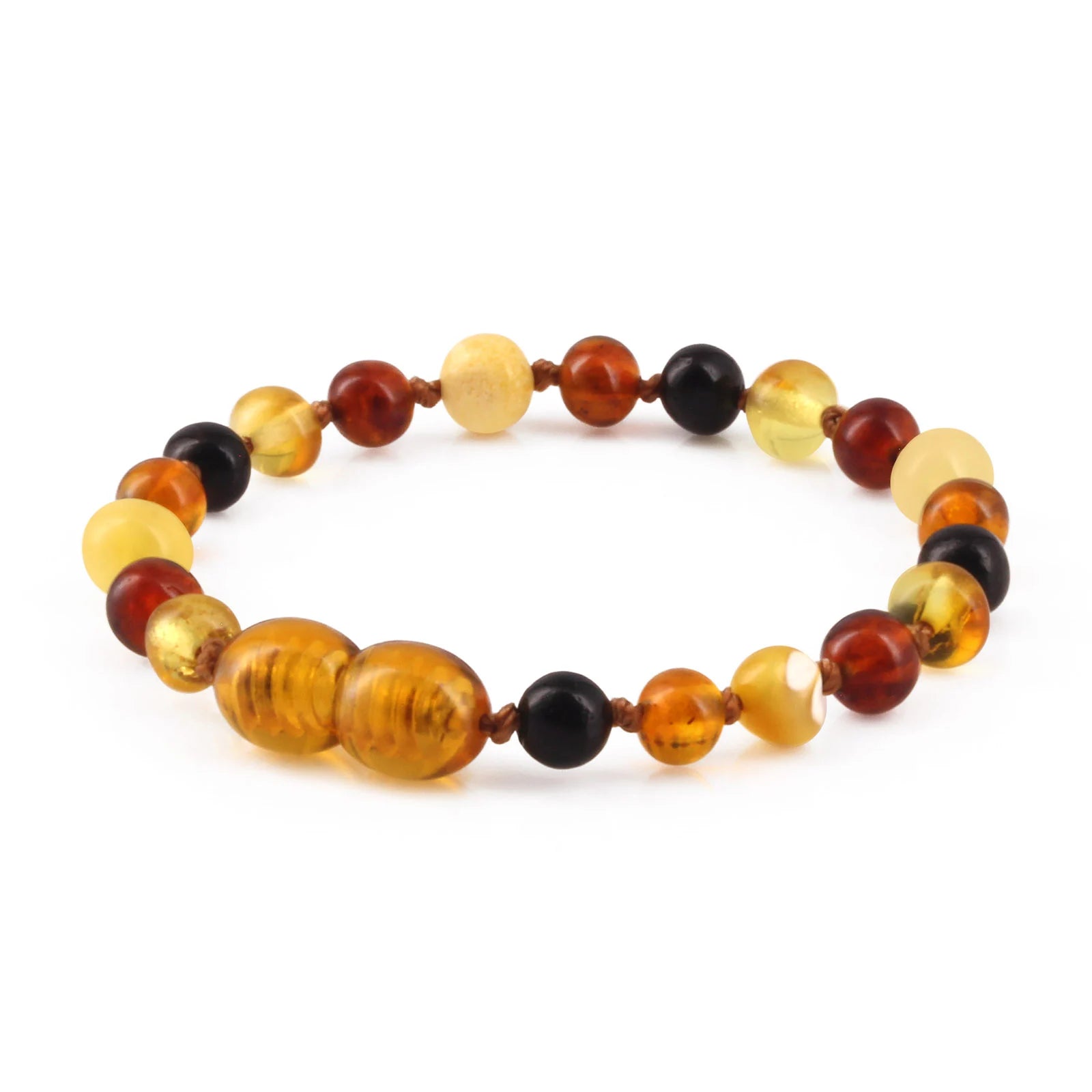 Baltic Amber Teething Bracelet. Baroque Multicolour 5mm - XB54M