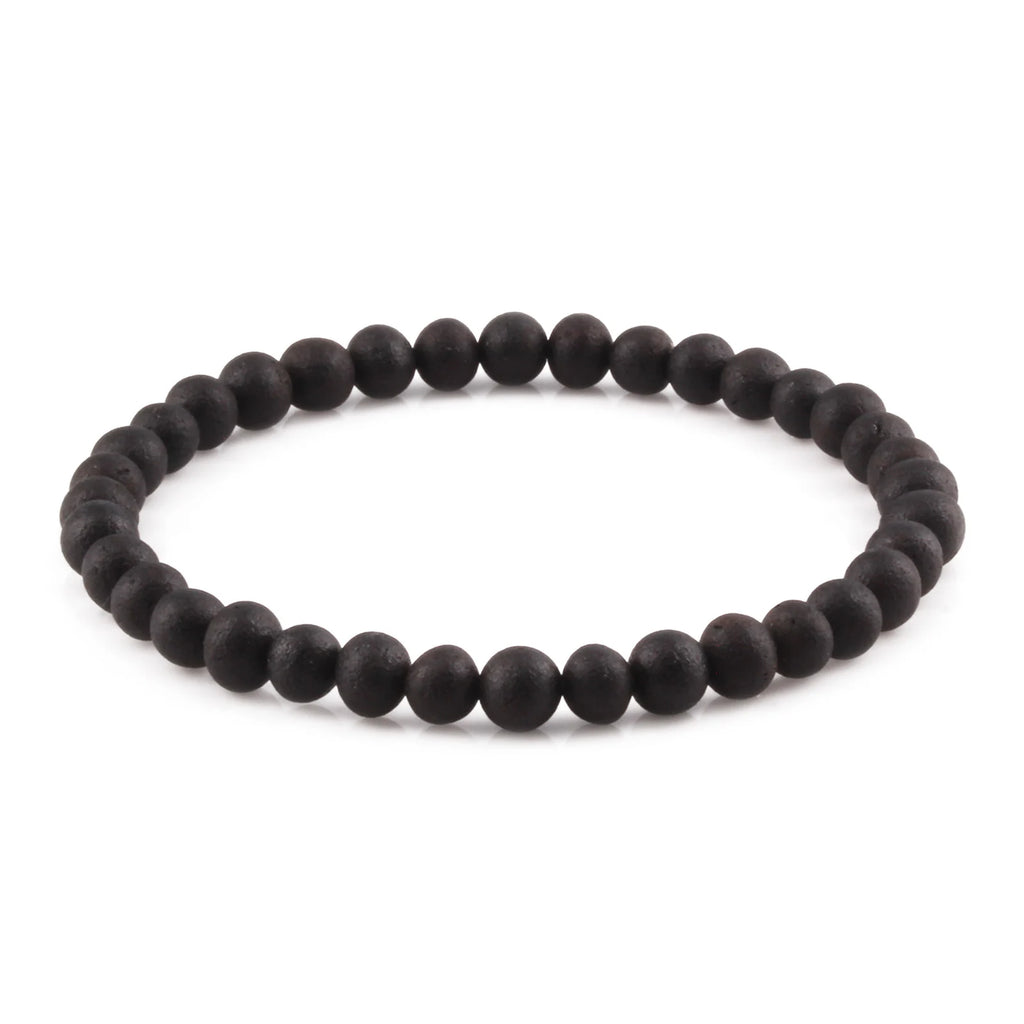 Adult Baltic Amber Bracelet. Baroque Black 5mm - XB54BM