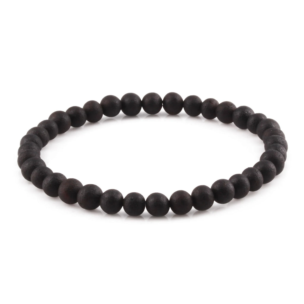 Adult Baltic Amber Bracelet. Baroque Black 5mm - XB54BM