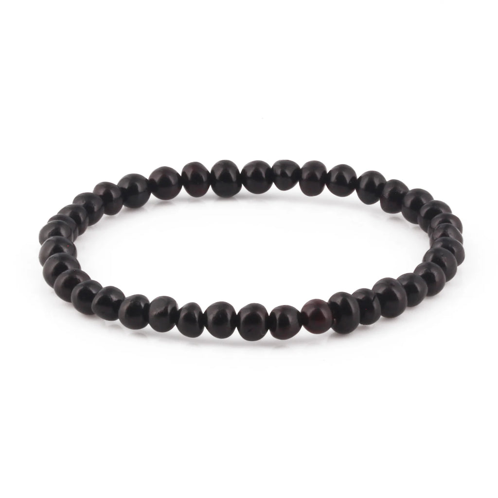 Adult Baltic Amber Bracelet. Baroque Black 5mm - XB54B
