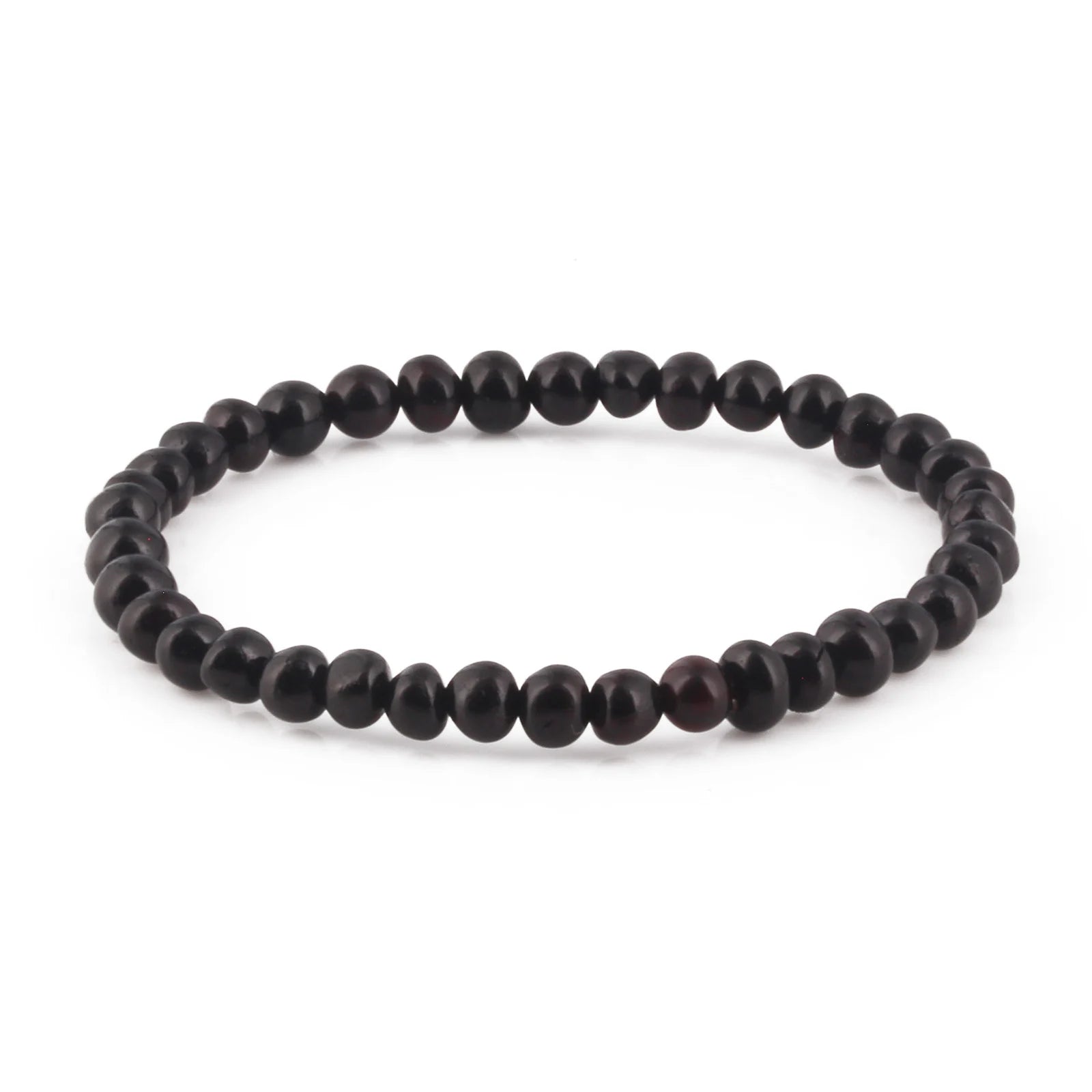 Adult Baltic Amber Bracelet. Baroque Black 5mm - XB54B