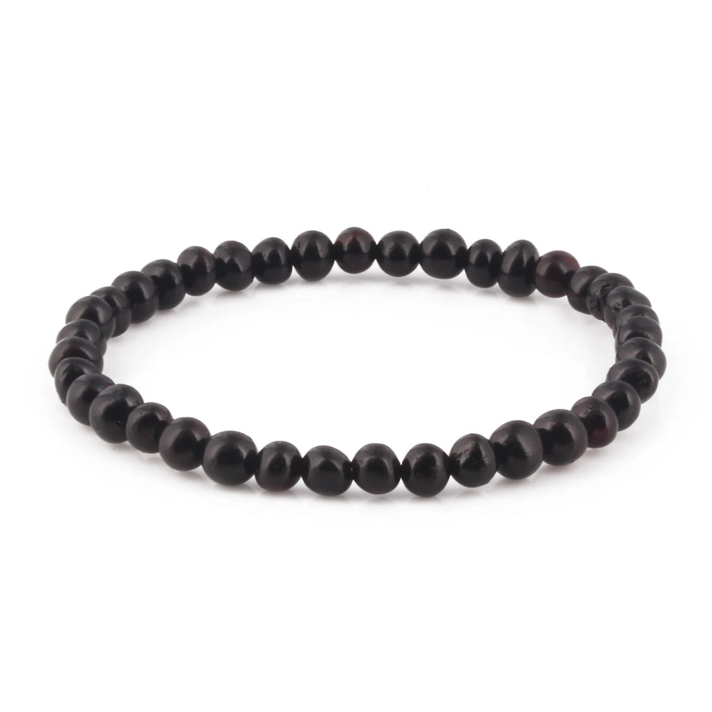 Adult Baltic Amber Bracelet. Baroque Black 5mm - XB54B