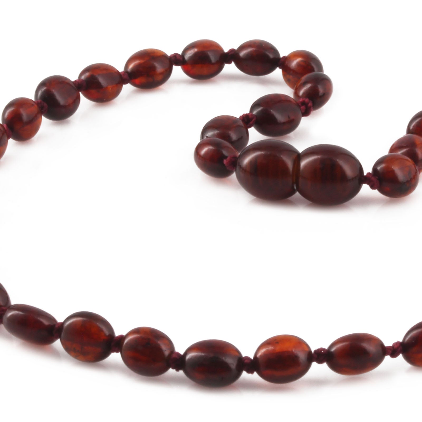Baltic Amber Teething Necklace. Olive Dark Cognac 5mm - XO54DC