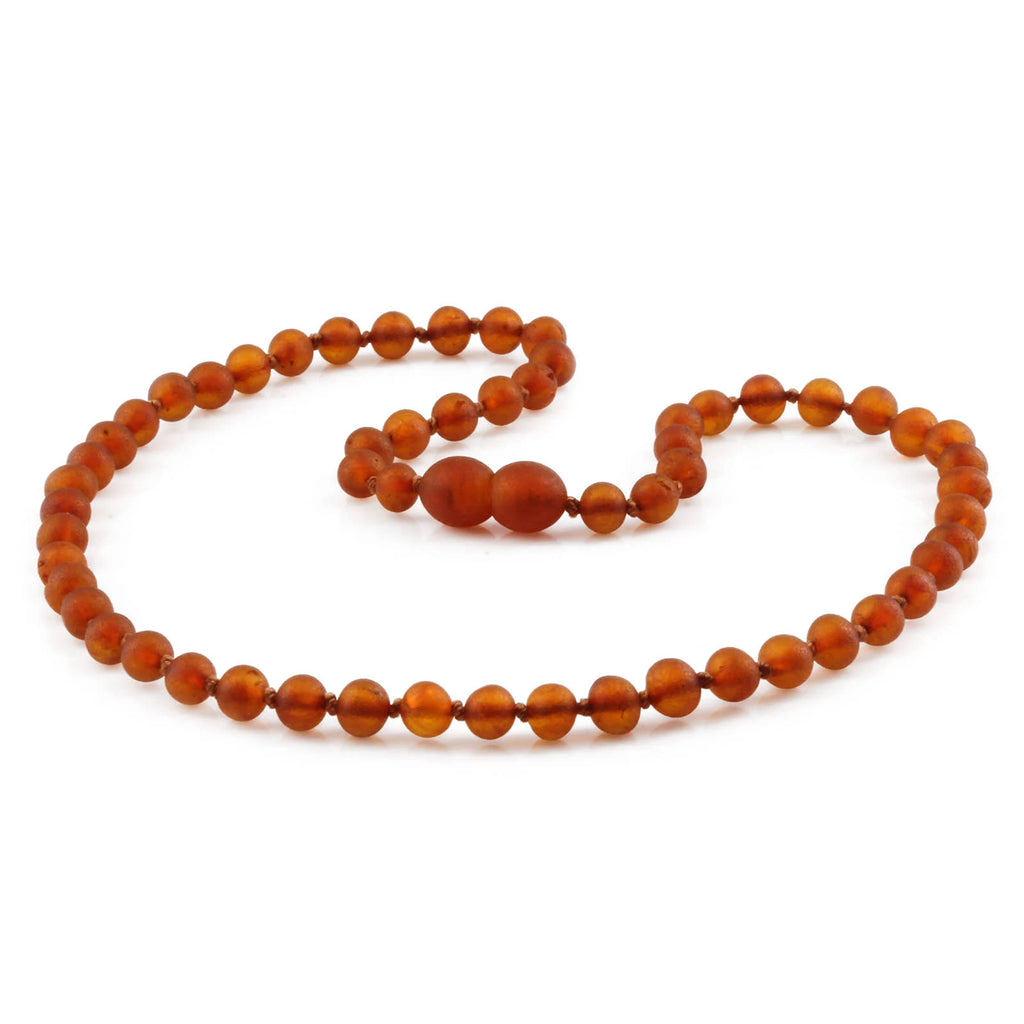 Natural Baltic Amber Junior Necklace. Baroque Light Cognac 5mm - XB54LCM