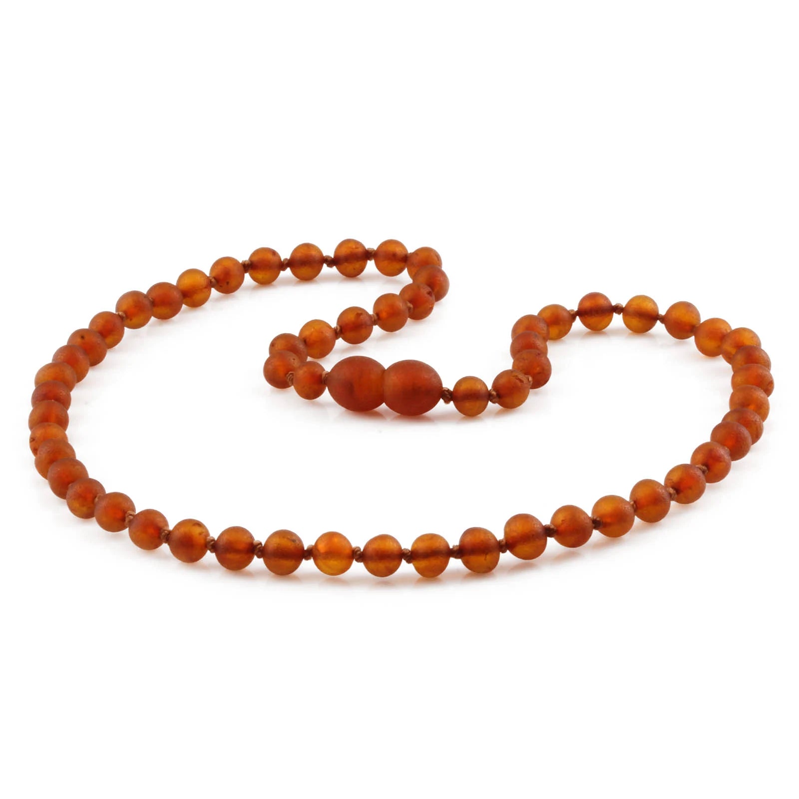 Natural Baltic Amber Junior Necklace. Baroque Light Cognac 5mm - XB54LCM