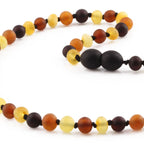 Natural Baltic Amber Junior Necklace. Baroque Multicolour 5mm - XB54M2M