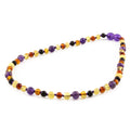 Baltic amber baroque junior necklace with amethyst, 38cm