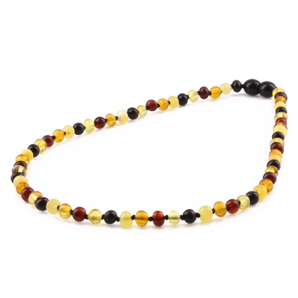 Natural Baltic Amber Junior Necklace. Baroque Multicolour 5mm - XB54M2