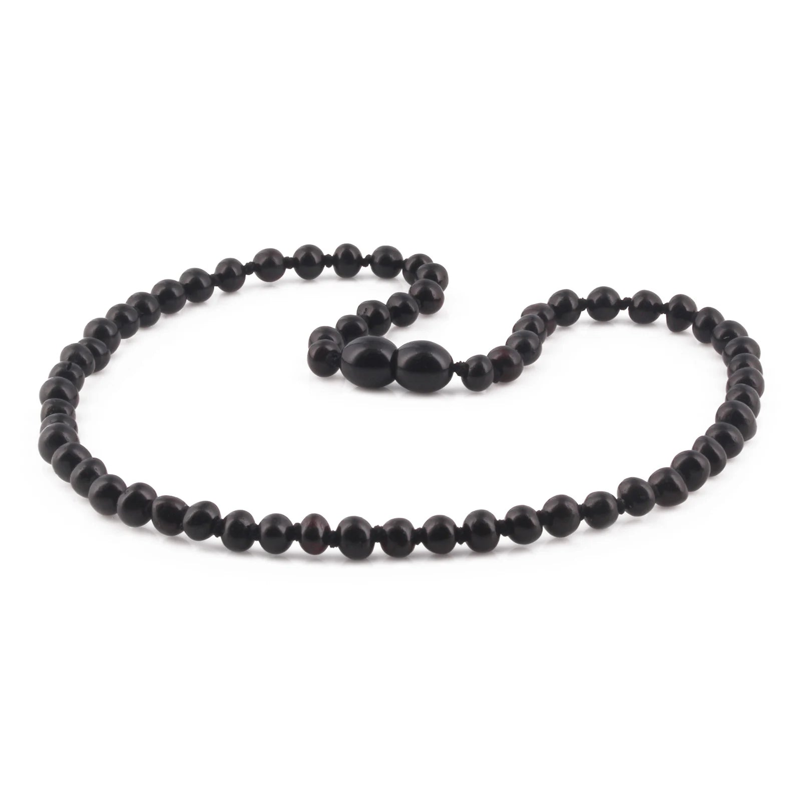 Natural Baltic Amber Junior Necklace. Baroque Black 5mm - XB54B