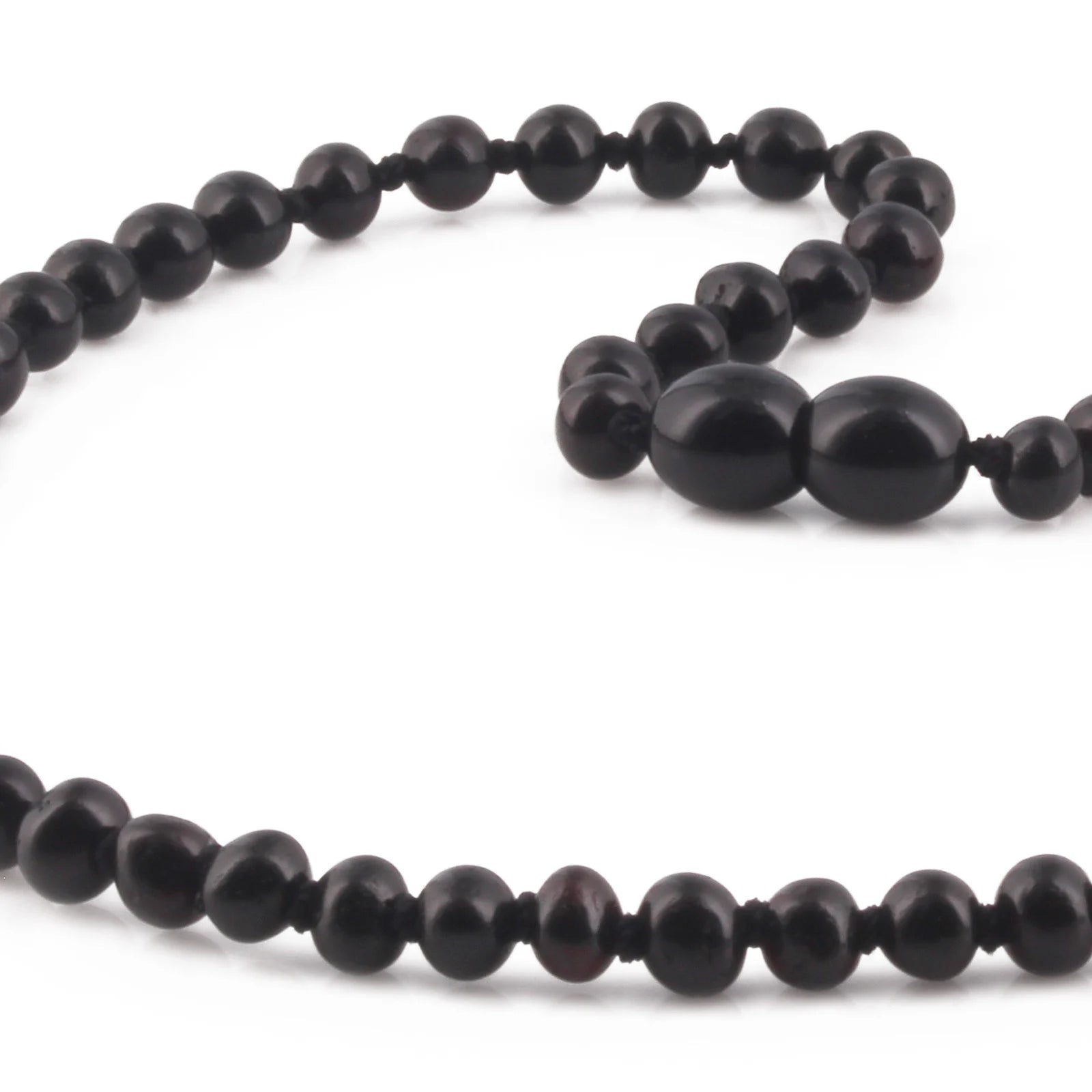 Natural Baltic Amber Junior Necklace. Baroque Black 5mm - XB54B