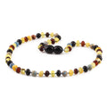 Baltic Amber Child Necklace with Sky Blue Imperial Jasper. Baroque 4mm - LE466-S