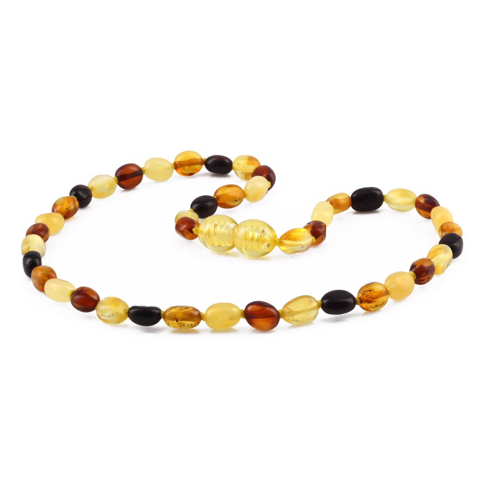 Baltic Amber Teething Necklace. Olive Multicolour 5mm - XO54M1