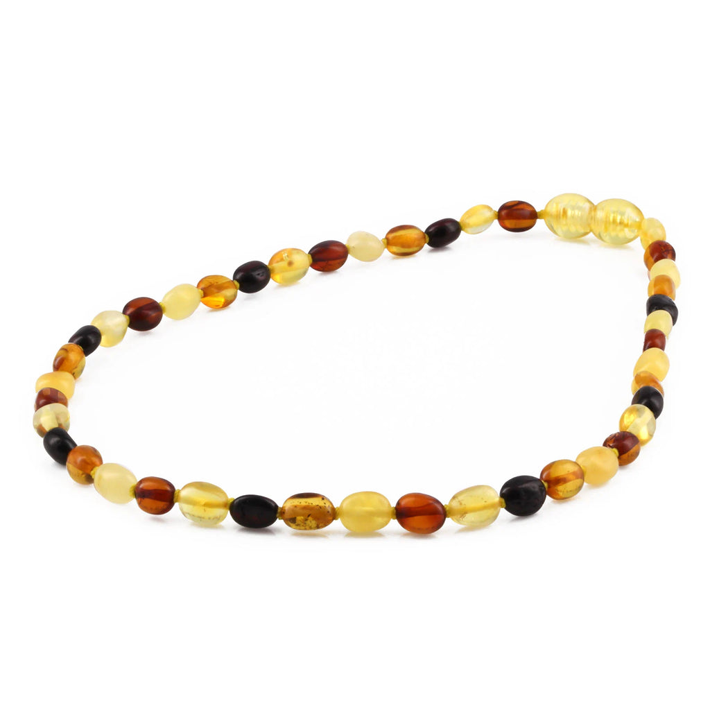 Baltic Amber Teething Necklace. Olive Multicolour 5mm - XO54M1