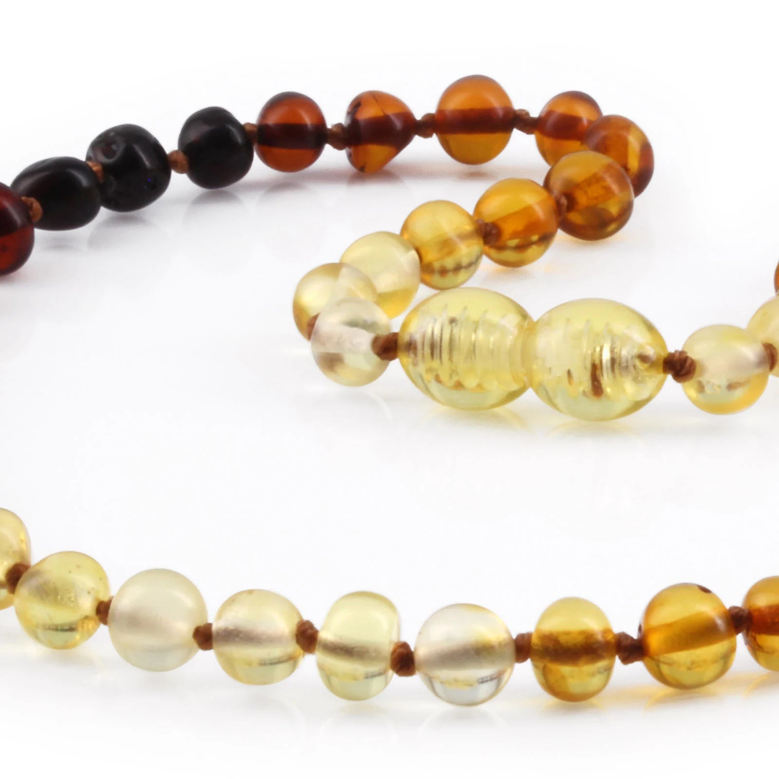 Baltic Amber Teething Necklace. Baroque Rainbow 5mm - XB54RA1