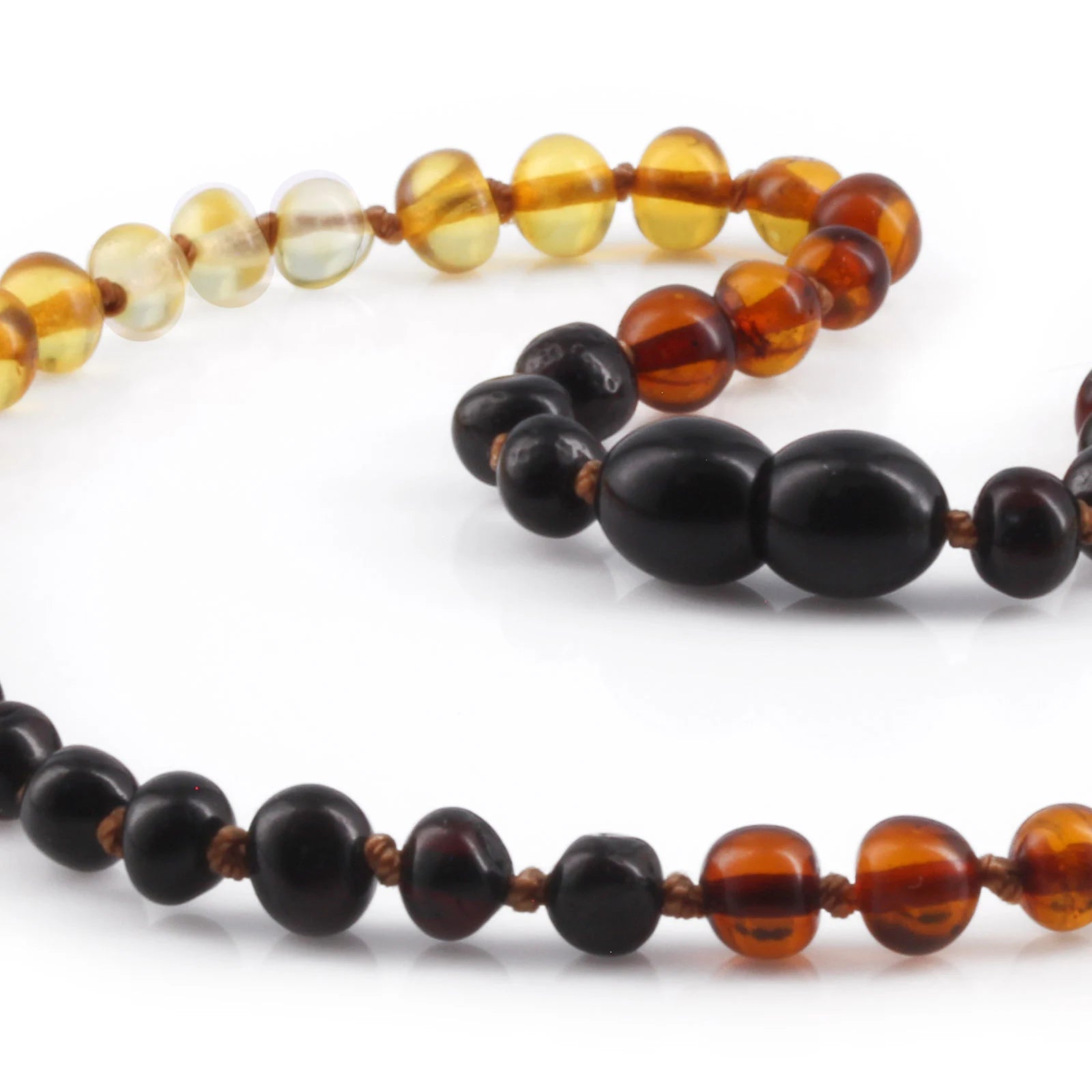 Baltic Amber Teething Necklace. Baroque Rainbow 5mm - XB54RA2