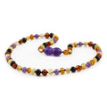 Baltic Amber Child Necklace with Amethyst. Baroque 4mm - LE515 V2