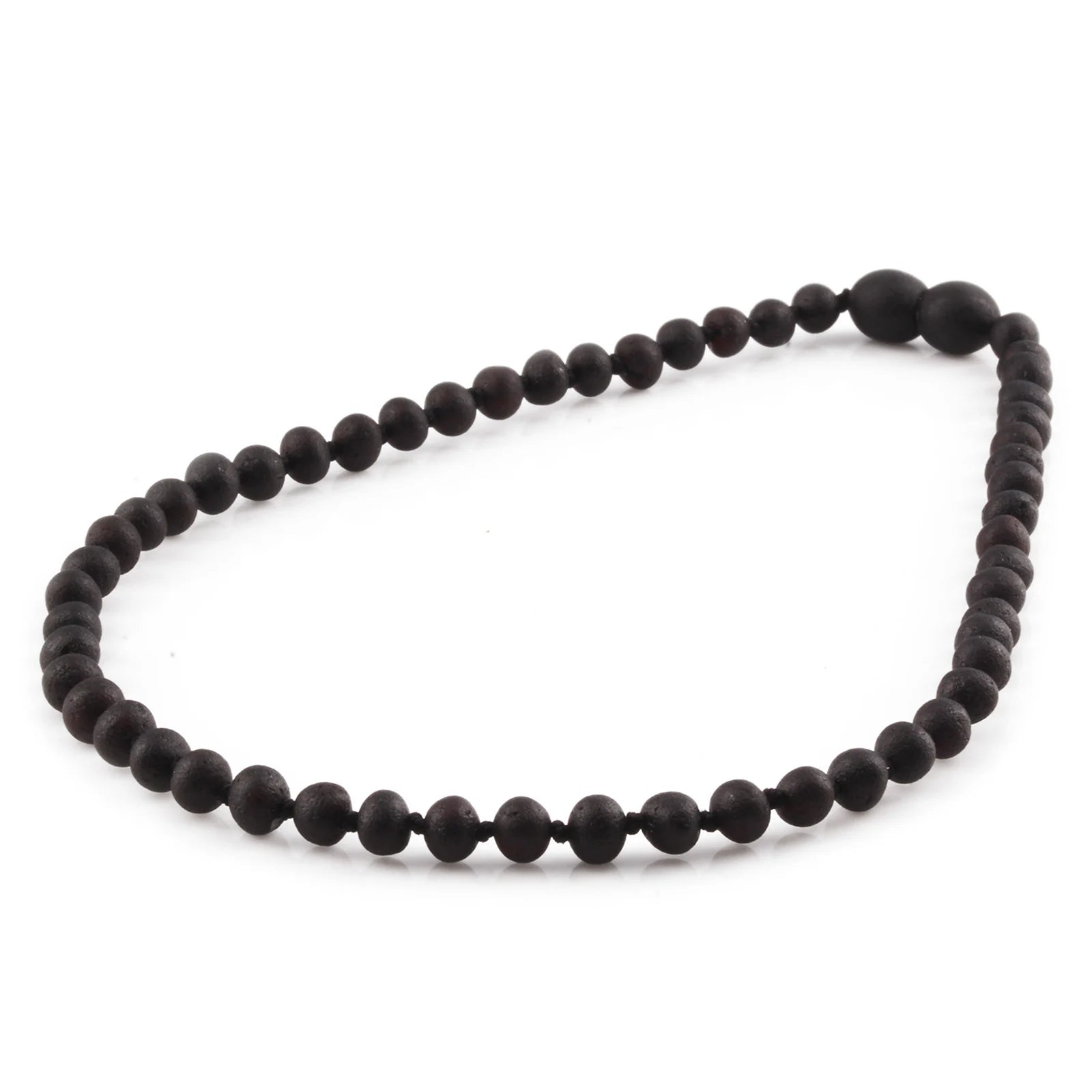 Baltic Amber Teething Necklace. Baroque Black 5mm - XB54BM