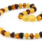 Baltic Amber Teething Necklace. Baroque Multicolour 6mm - XB65M1-RAW