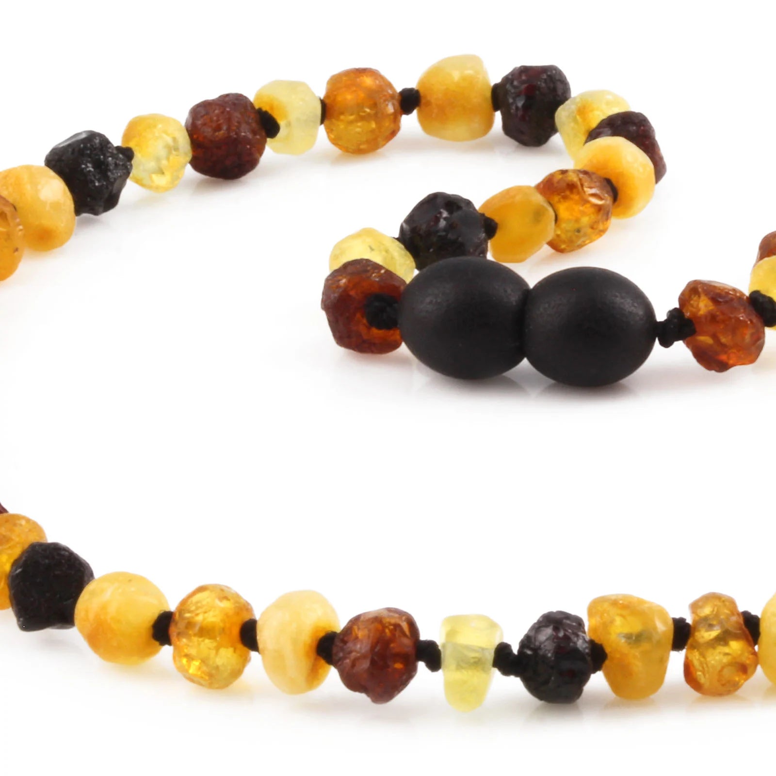 Baltic Amber Teething Necklace. Baroque Multicolour 5mm - XB54M2-RAW