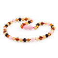 Baltic Amber Child Necklace with Rose Quartz. Baroque 5mm - LE459
