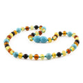 Baltic Amber Child Necklace with Turquoise. Baroque 5mm - LE465