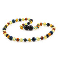 Baltic Amber Child Necklace with Blue Tiger Eye. Baroque 5mm - LE463 V2
