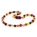 Baltic Amber Child Necklace with Pink Lace Agate. Baroque 5mm - LE458