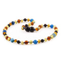 Baltic Amber Child Necklace with Blue Lace Agate. Baroque 5mm - LE464 V3