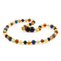 Baltic Amber Child Necklace with Deep Blue Imperial Jasper. Baroque 5mm - LE555