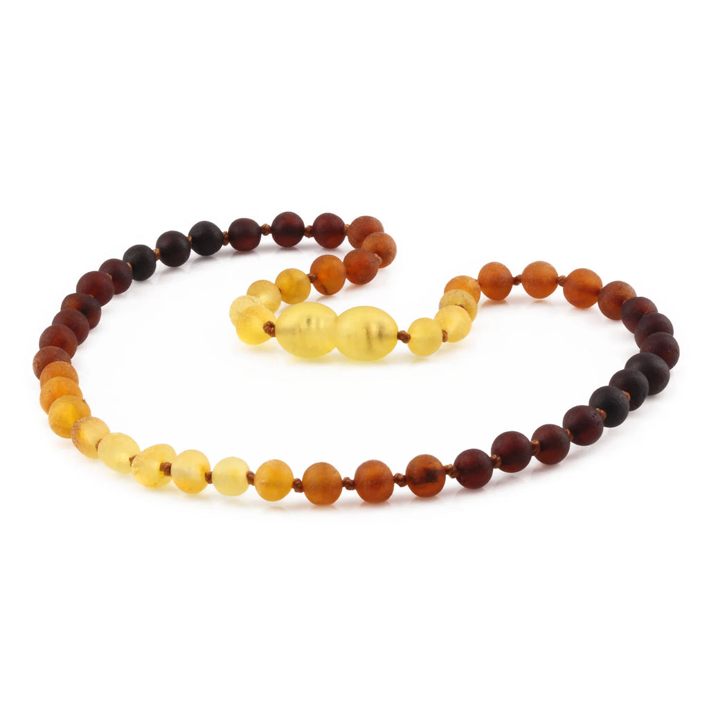 Baltic Amber Teething Necklace. Baroque Rainbow 5mm - XB54RA1M