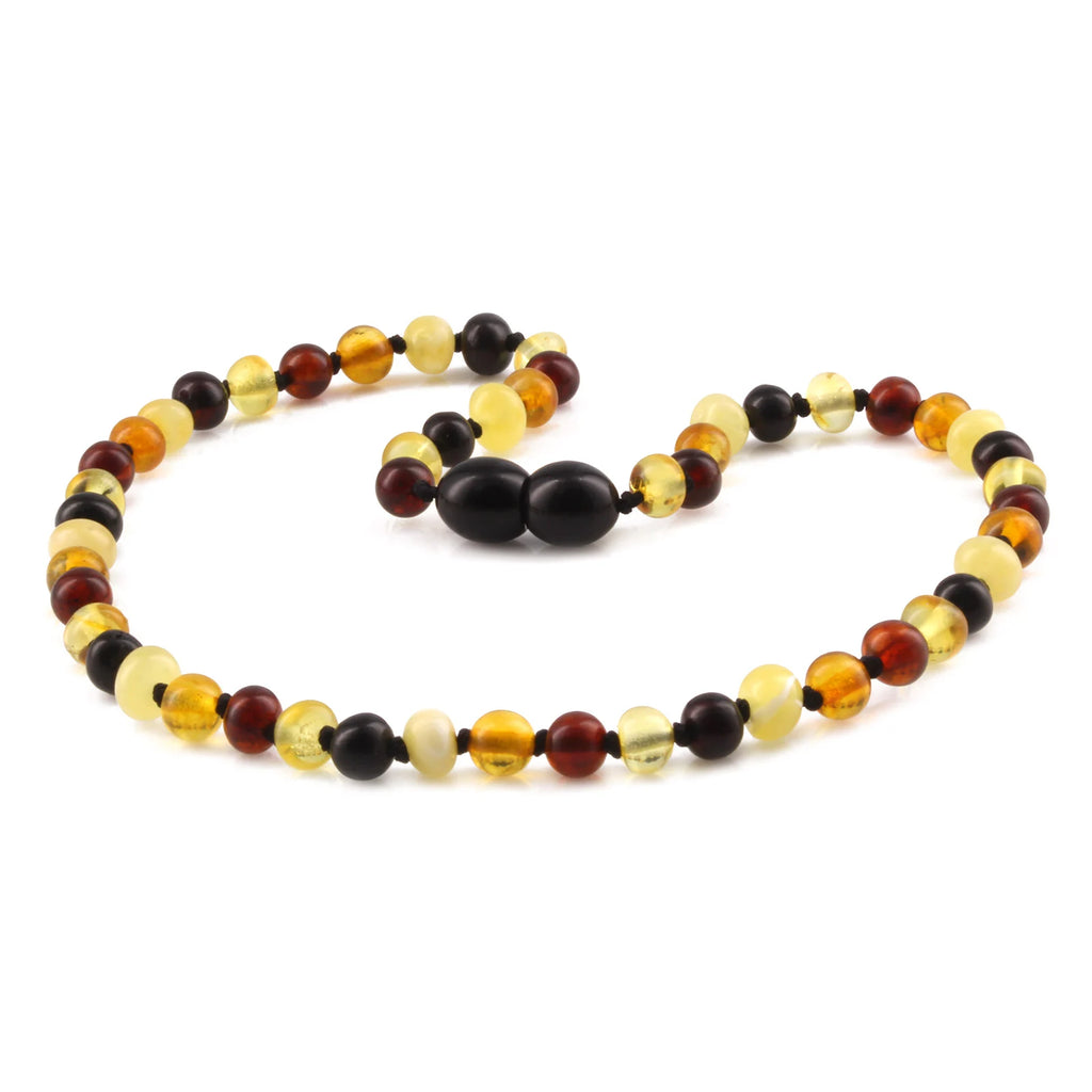 Baltic Amber Teething Necklace. Baroque Multicolour 5mm - XB54M2