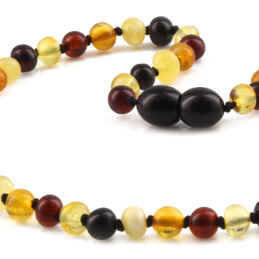 Baltic Amber Teething Necklace. Baroque Multicolour 5mm - XB54M2