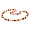 Baltic Amber Child Necklace with Rose Quartz. Baroque 4mm - LE459-S