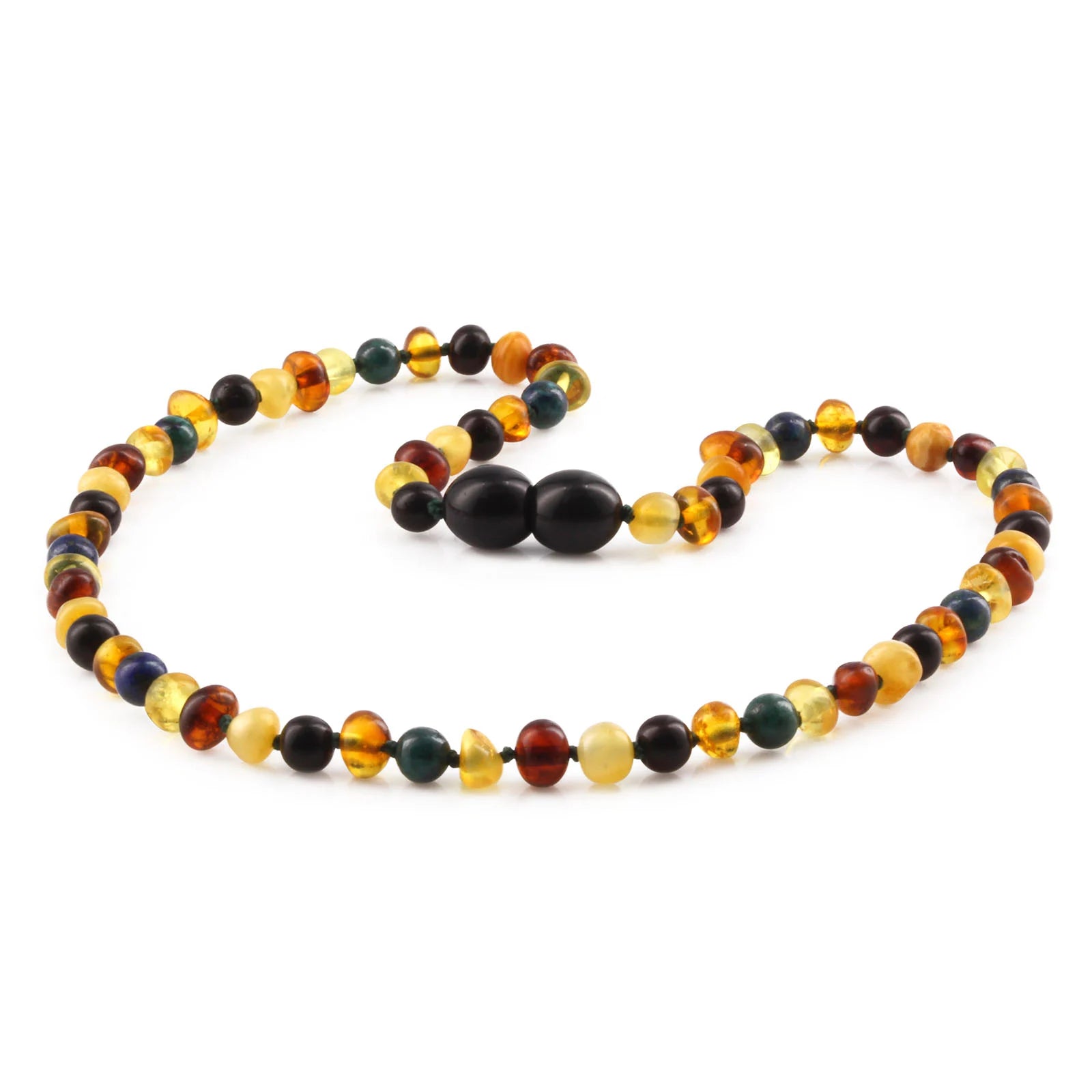 Baltic Amber Teething Necklace with Azurite. Baroque 4mm - LE467 V2