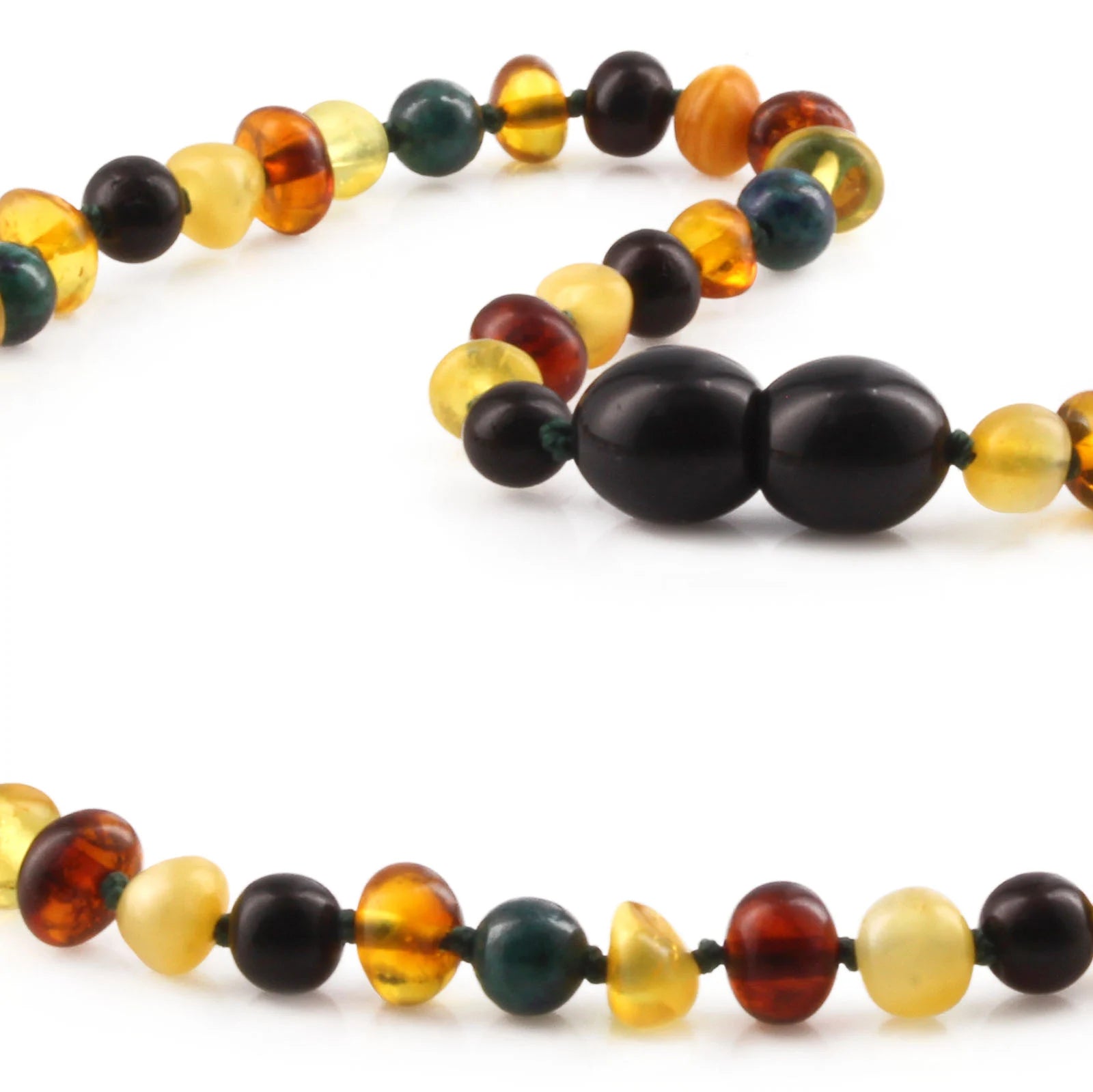 Baltic Amber Teething Necklace with Azurite. Baroque 4mm - LE467 V2