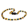 Baltic Amber Child Necklace with Blue Tiger Eye. Baroque 4mm - LE463 V2-S