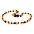 Baltic Amber Child Necklace with Deep Blue Imperial Jasper. Baroque 4mm - LE555-S