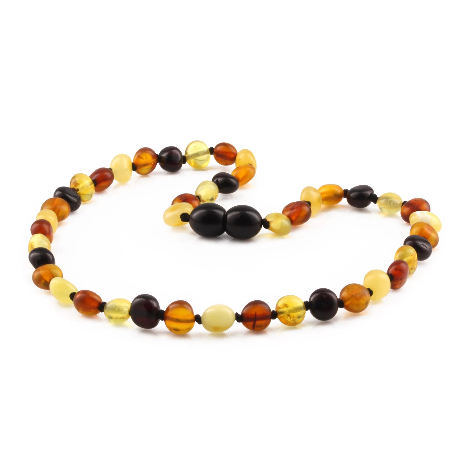 Baltic Amber Teething Necklace. Side Drill Multicolour 6mm - XS64M2