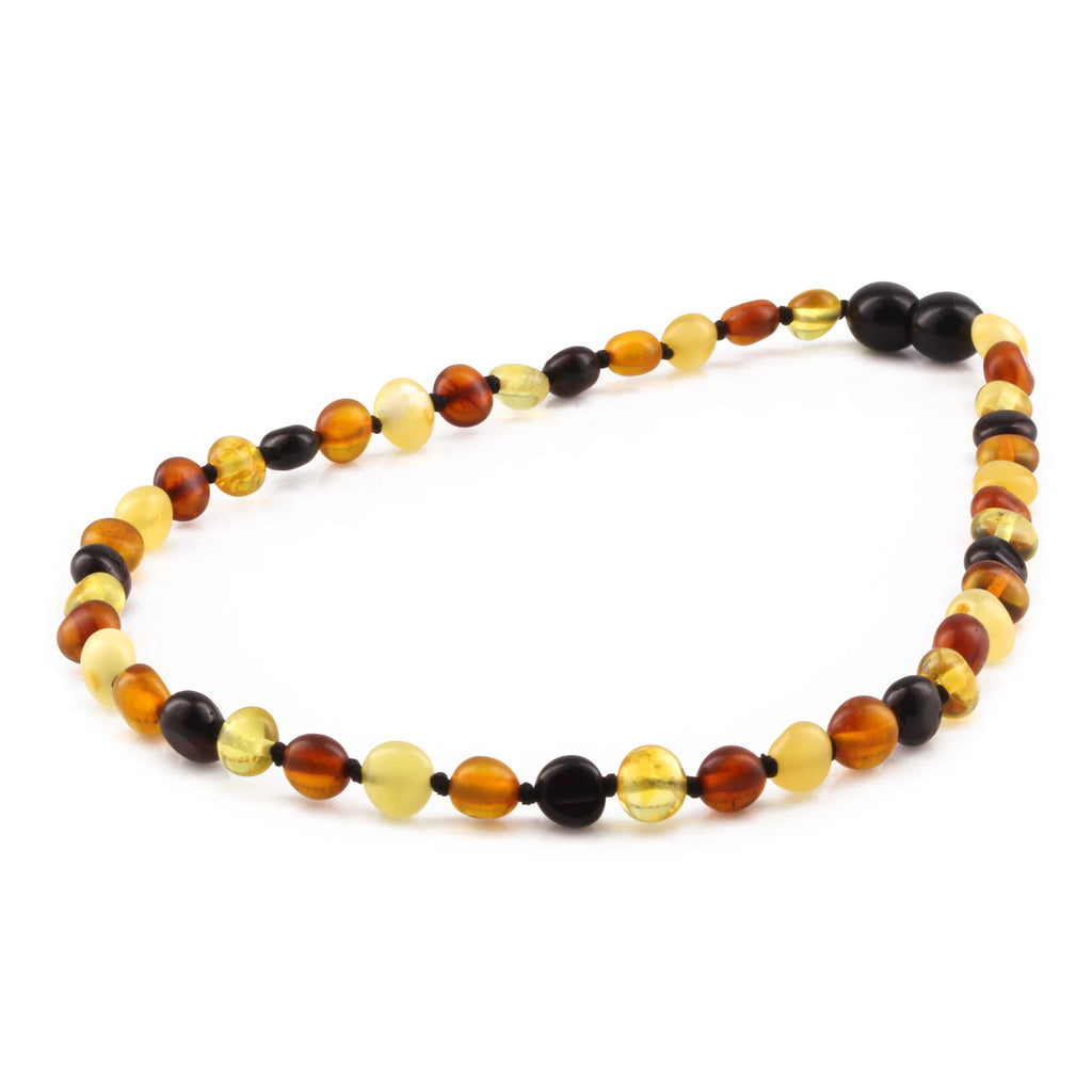 Baltic Amber Teething Necklace. Side Drill Multicolour 6mm - XS64M2
