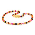 Baltic amber baroque children's necklace with agate, 32cm