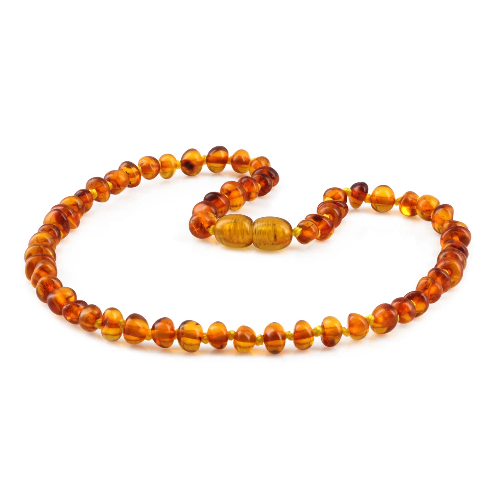 Baltic Amber Teething Necklace. Baroque Light Cognac 5mm - XB54LC