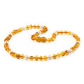 Natural Baltic Amber Adult Necklace with Freshwater Pearl. Baroque 6mm - P1