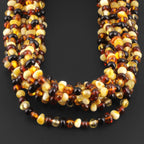 Baltic Amber Baby Teething Necklace Baroque Multicolor Glossy Finish - Wholesale Lot of 10pcs - 32cm / 12.6in - XB43M
