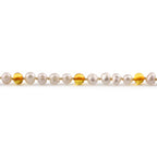 White Freshwater Pearl Junior Necklace with Baltic Amber 6mm - P2
