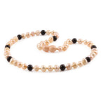 Pink Freshwater Pearl Junior Necklace with Baltic Amber 6mm - P4