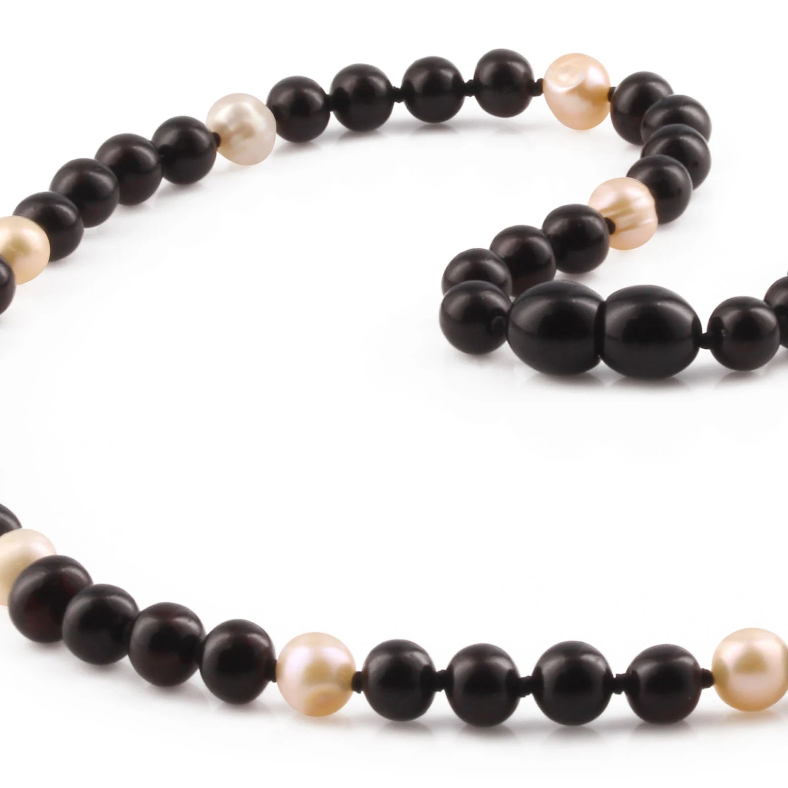 Natural Baltic Amber Adult Necklace with Freshwater Pearl. Baroque 6mm - P3
